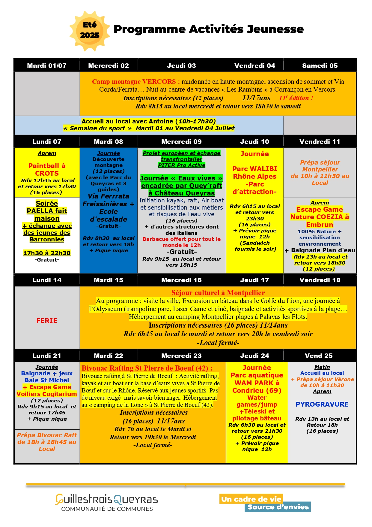 programme activités été 2025