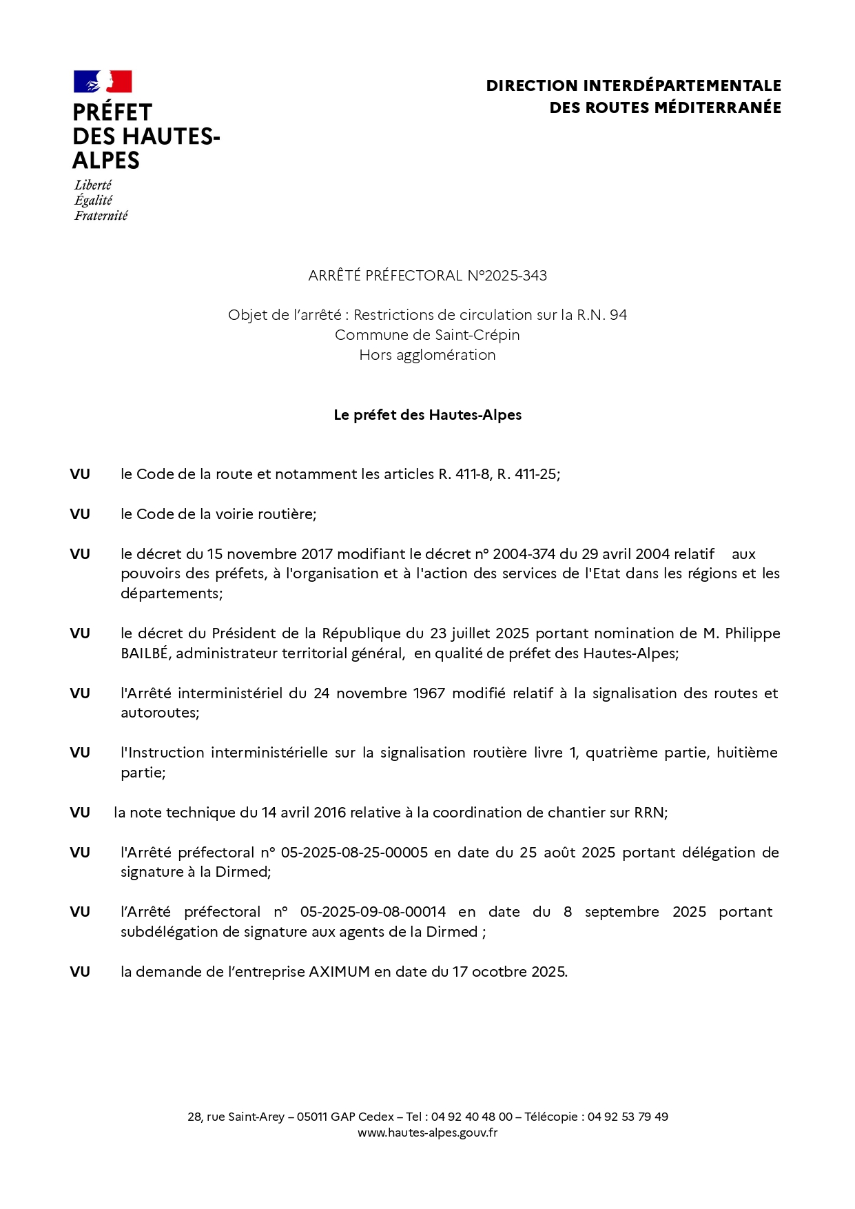 arrêté de circulation