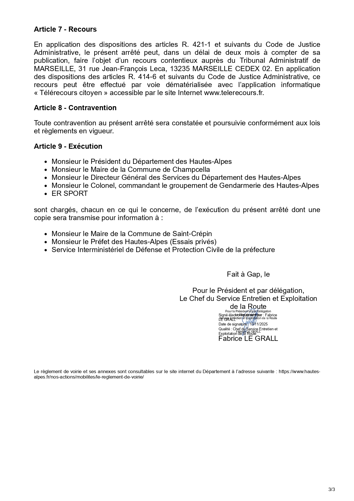 arrêté de circulation