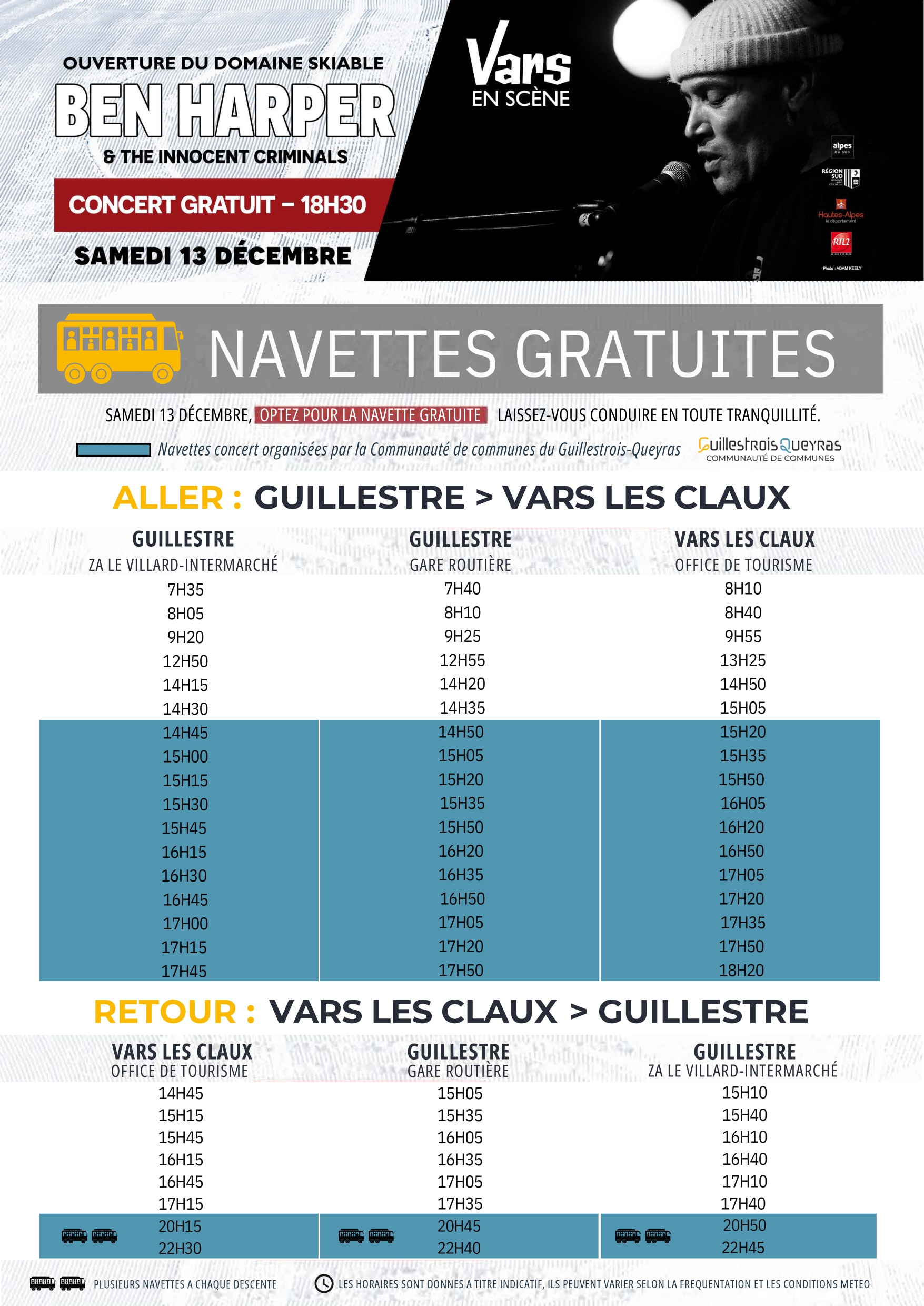 navette concert Vars navette concert Vars