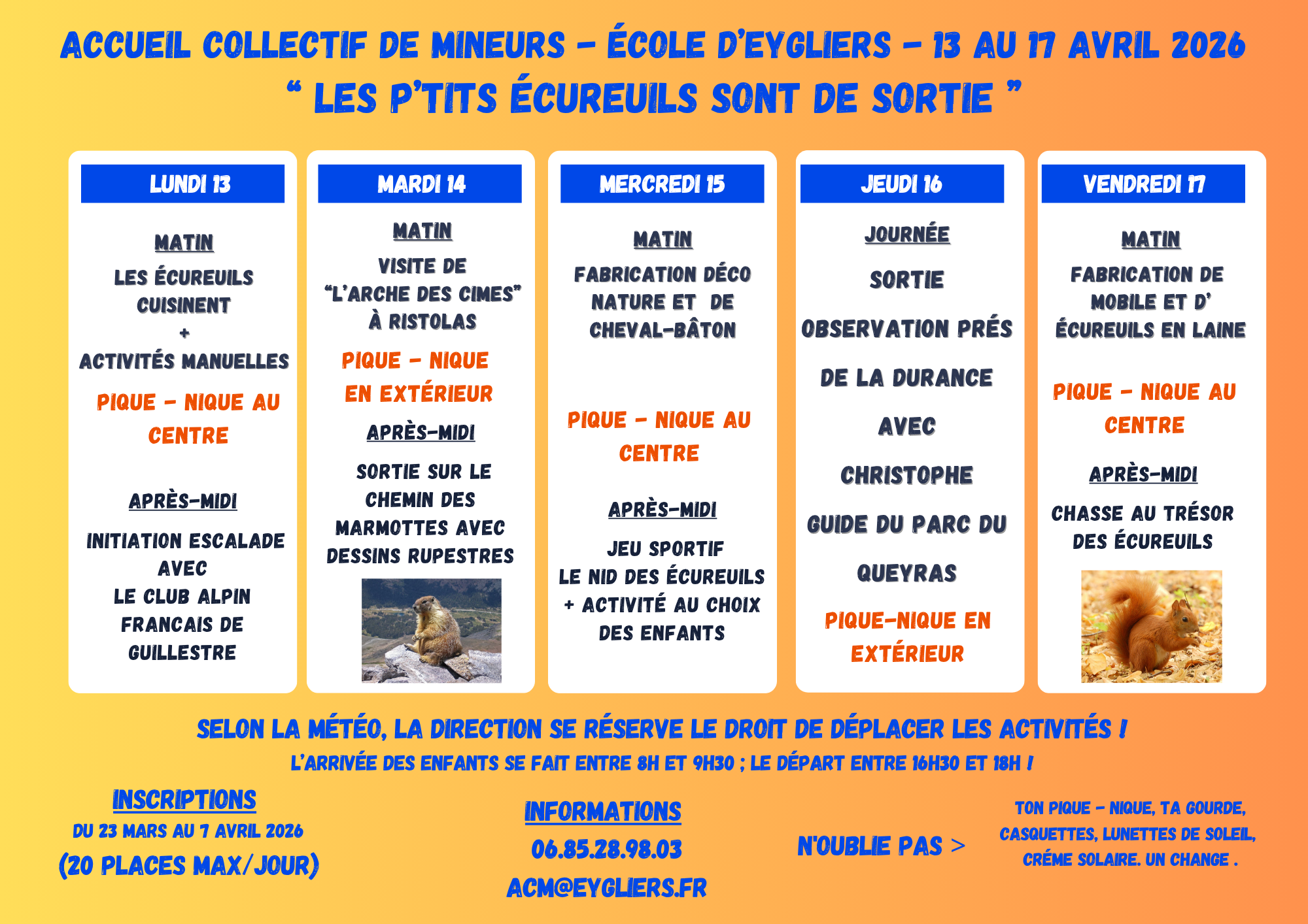 ACM Eygliers 13 au 17 Avril ACM Eygliers 13 au 17 Avril