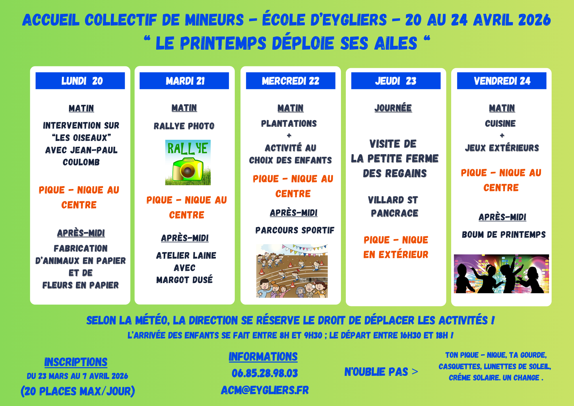 ACM Eygliers 20 au 24 Avril ACM Eygliers 20 au 24 Avril