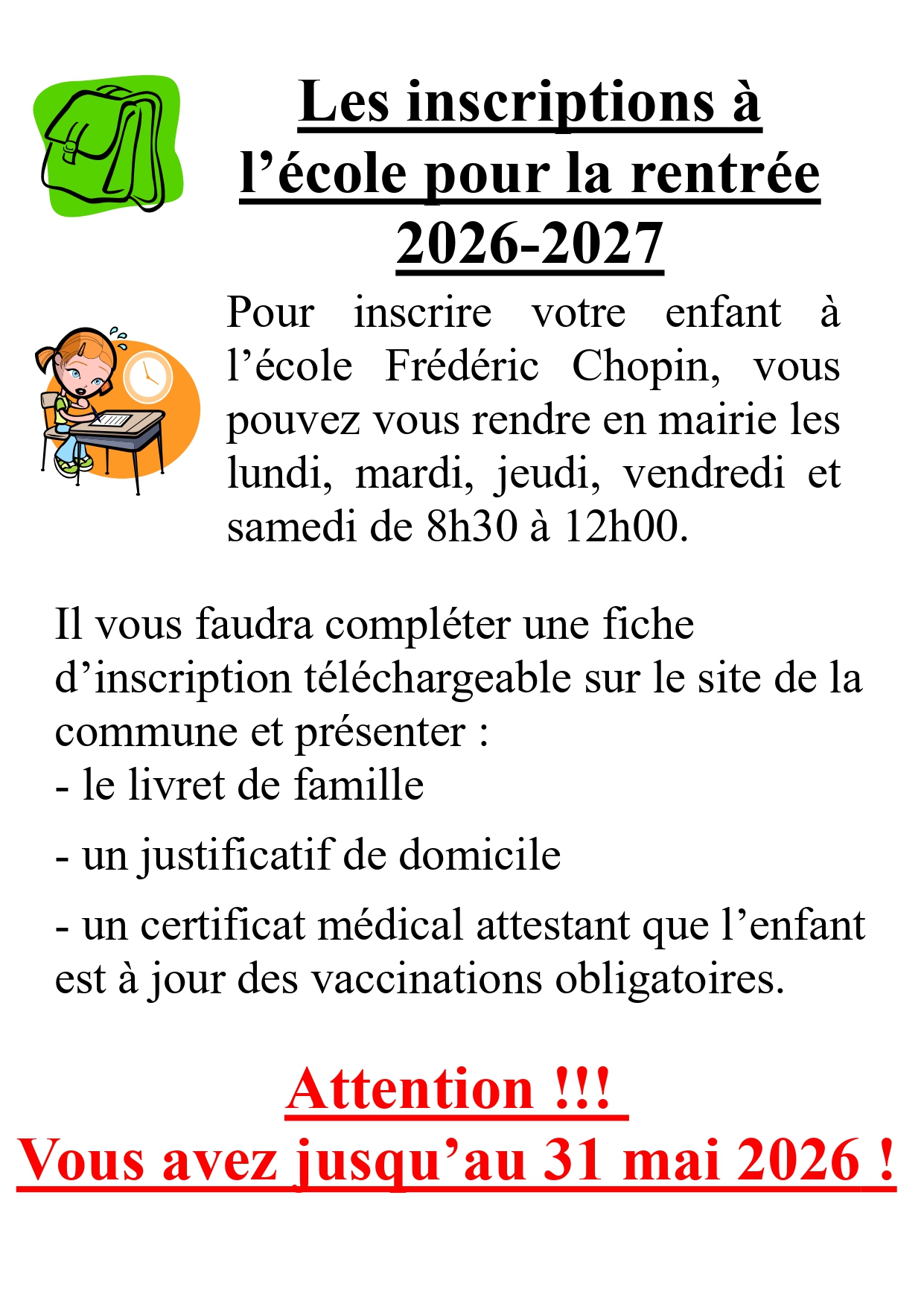 inscription école 26-27