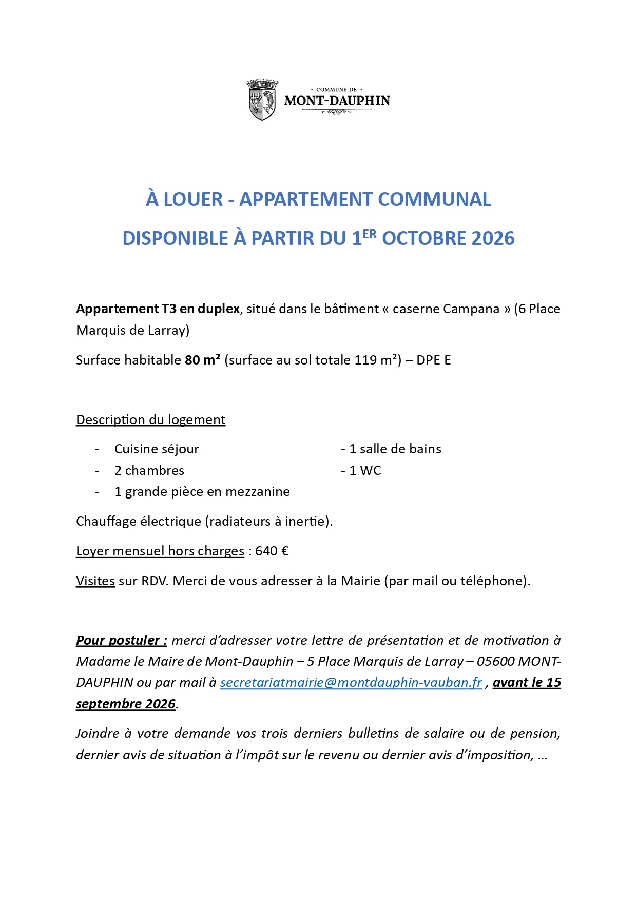 location T3 Mont Dauphin