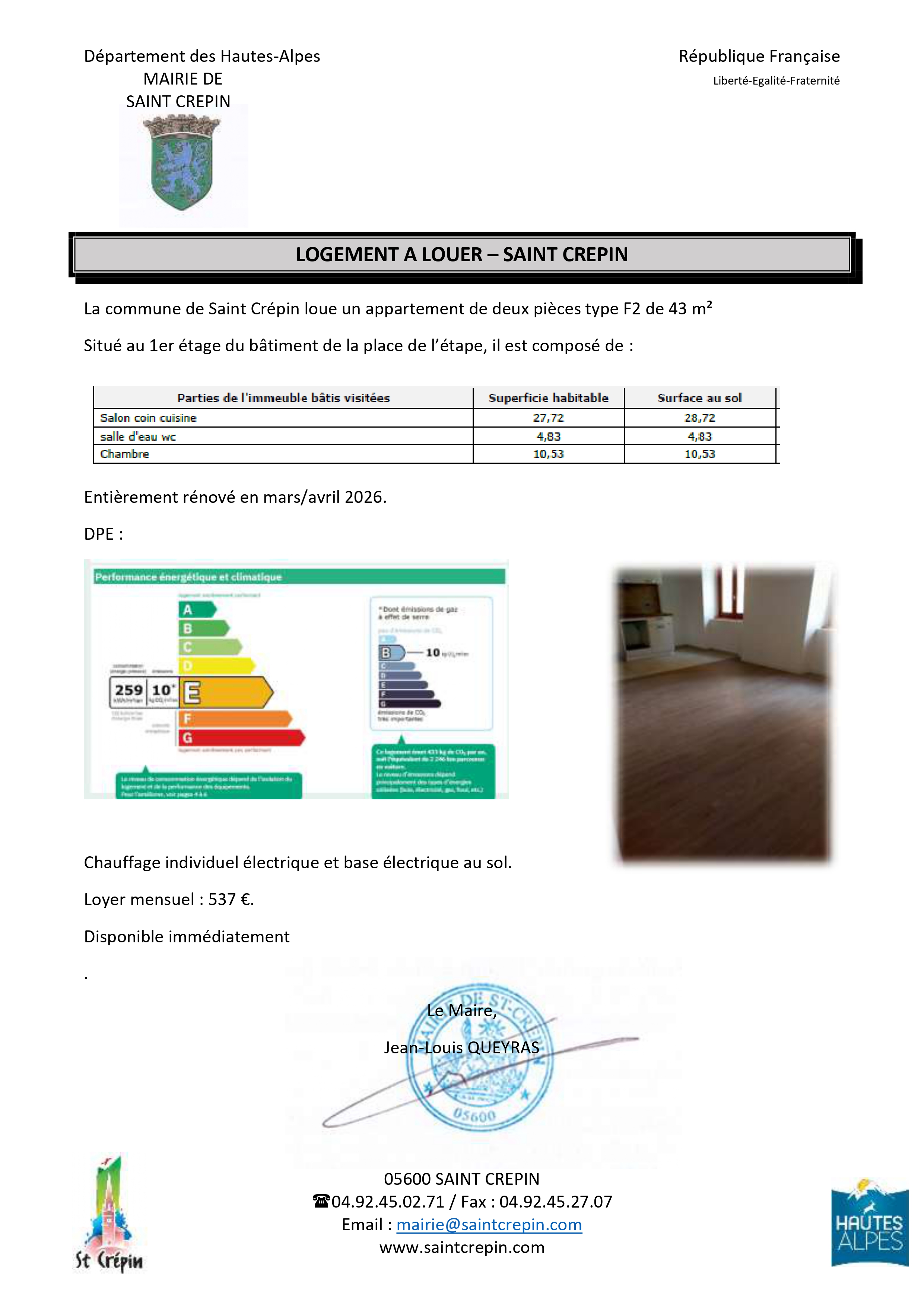 location F2 Saint Crépin